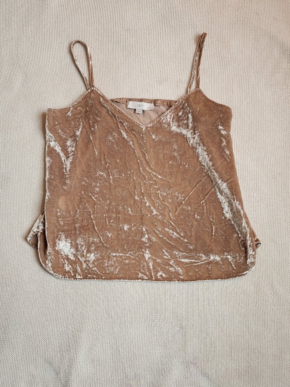 Loft Gold Taupe Sleeveless Velvet Top